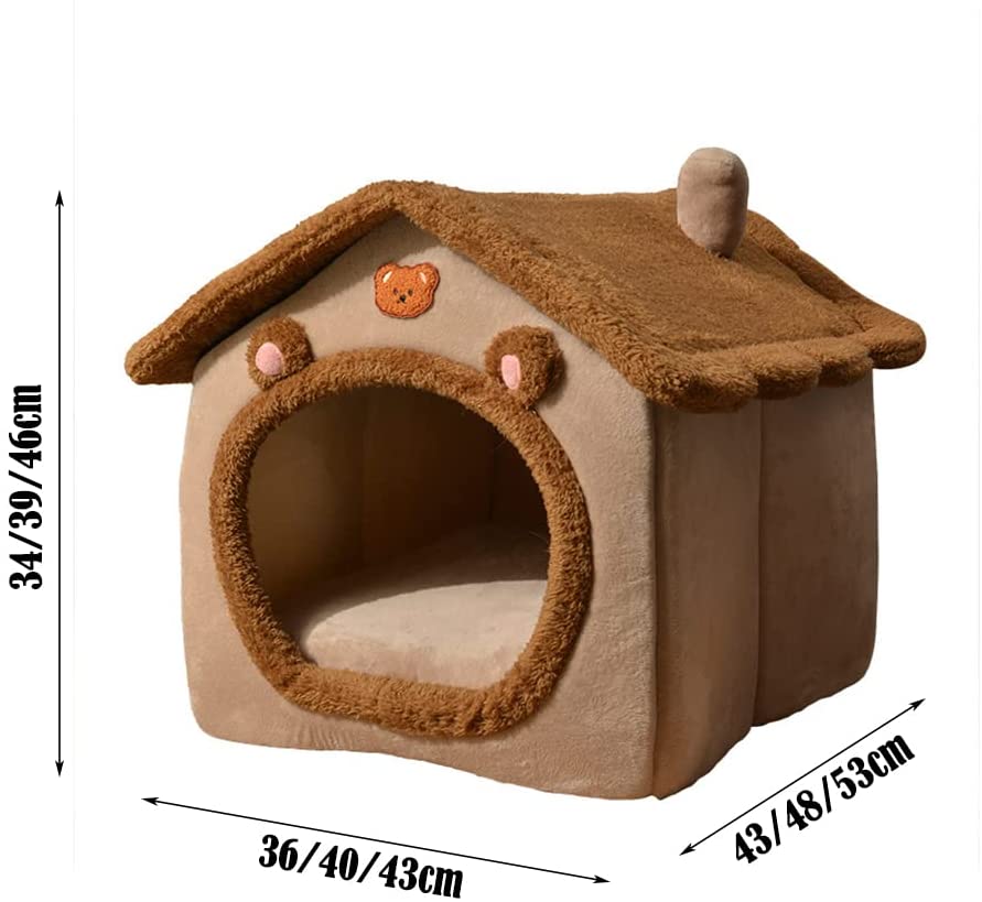 Casa per Cani per Animali Domestici Caldi, Lavabile Piccolo  Letto  Caldo,B,53 * 43 * 46CM