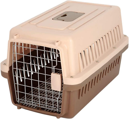 Trasportino Cani e Gatti di Piccola Taglia, Gabbia per Trasporto Animali con Gabbia per Animali con Porta a Molla, Colore del caffè