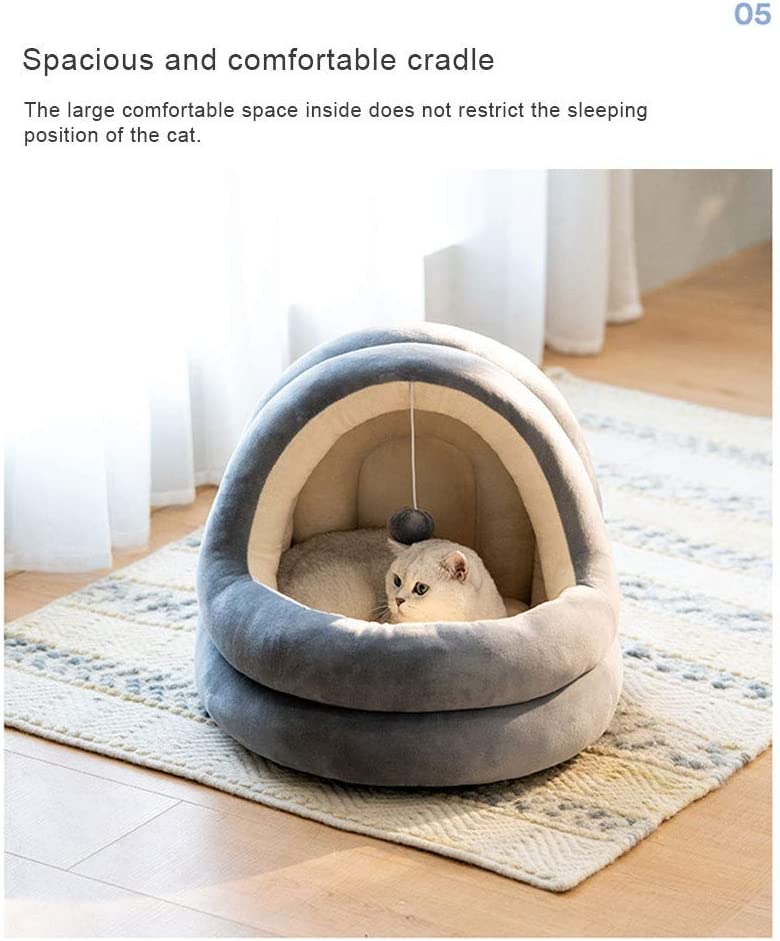 RUIMI Nido di Gatto Inverno Caldo Gatto Chiuso Gatto Letto Casa Gatto Casa Cucciolo Nido Quattro Stagioni Forniture per Gatti Universaligray-Small 42 * 40 * 38cm